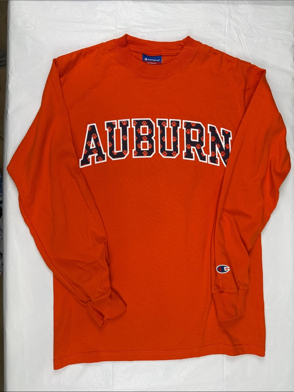 Champion Orange Long Sleeve Auburn Logo Shirt Unisex Collegiate Pawprints